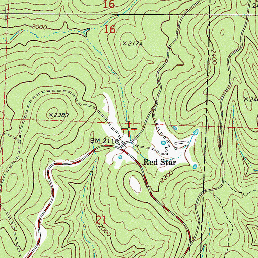 Topographic Map of Red Star, AR