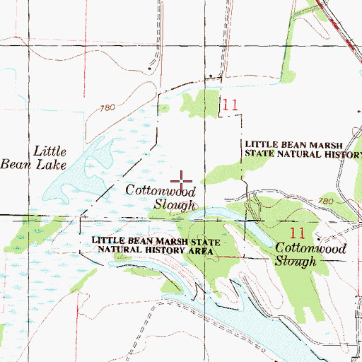 Topographic Map of Little Bean Marsh State Natural History Area, MO