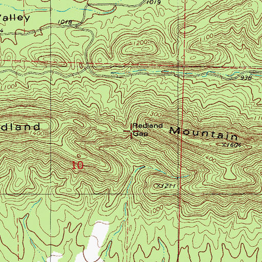 Topographic Map of Redland Gap, AR