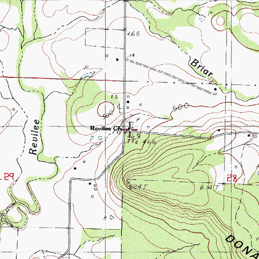 Topographic Map of Revilee Church, AR