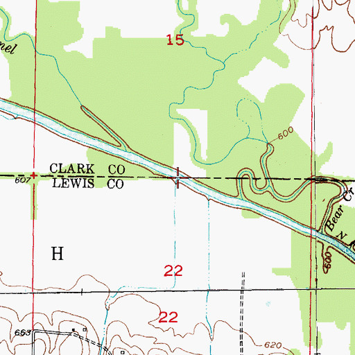 Topographic Map of Clapp's Ford, MO