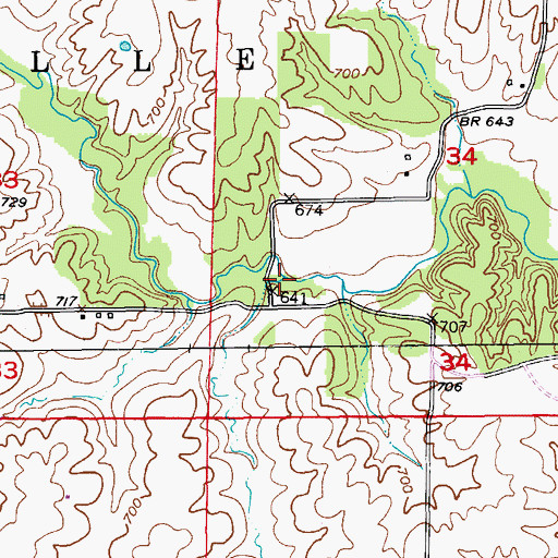 Topographic Map of Fisher Branch, MO