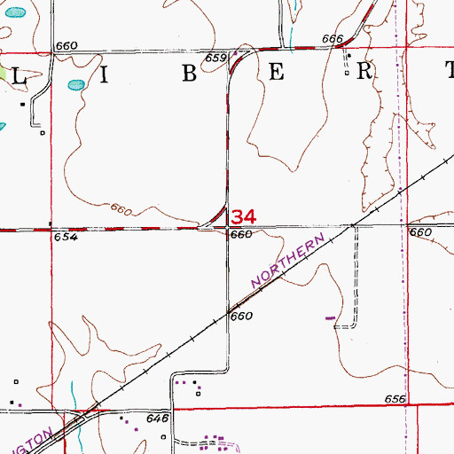 Topographic Map of Four Corners, MO