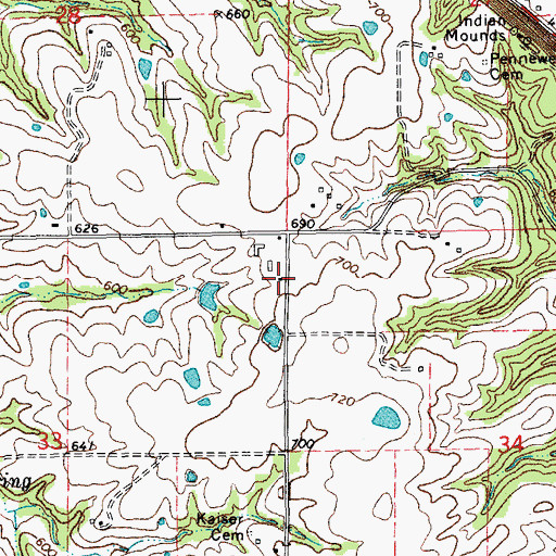 Topographic Map of Bier School (historical), MO