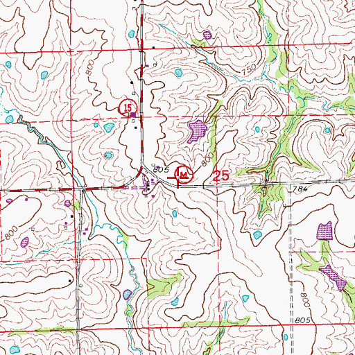 Topographic Map of Miller School (historical), MO