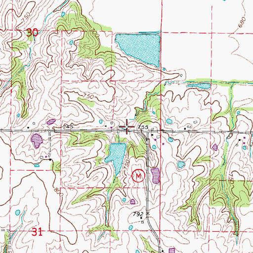 Topographic Map of Oak Forest School (historical), MO