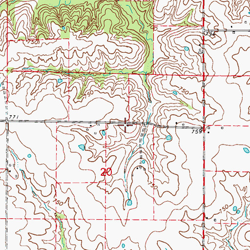 Topographic Map of Hazel Hill School (historical), MO