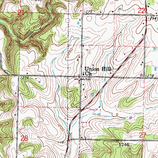 Topographic Map of Shamrock School (historical), MO