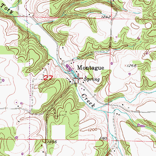 Topographic Map of Tory Creek School (historical), MO