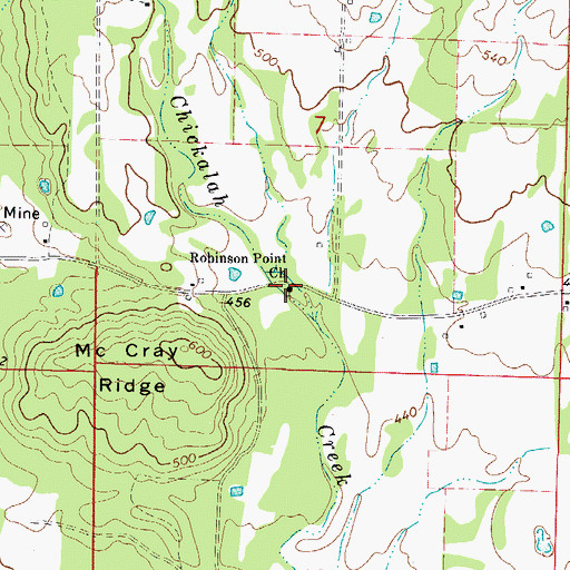 Topographic Map of Robinson Point Church, AR