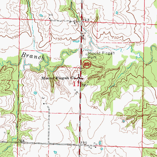 Topographic Map of Applegate School (historical), MO
