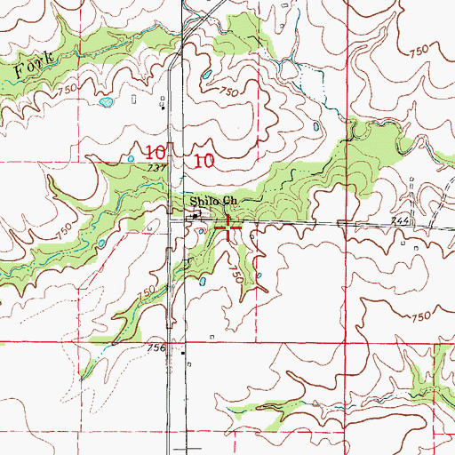 Topographic Map of Shiloh School (historical), MO