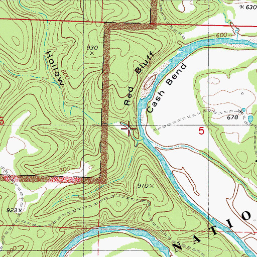 Topographic Map of Rocky Hollow, AR