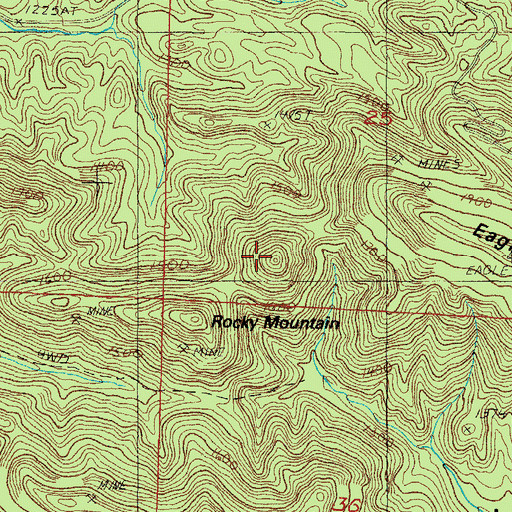 Topographic Map of Rocky Mountain, AR
