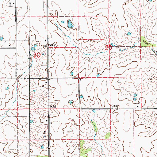 Topographic Map of Rural Dell School (historical), MO