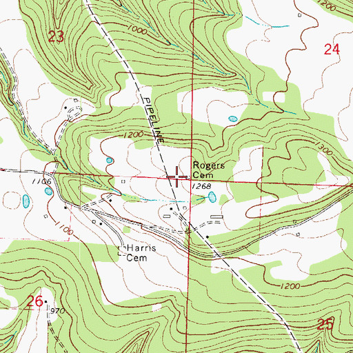 Topographic Map of Roger Cemetery, AR