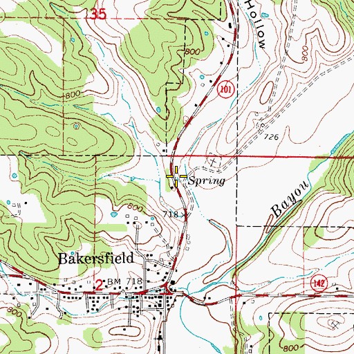 Topographic Map of Bluff Spring, MO