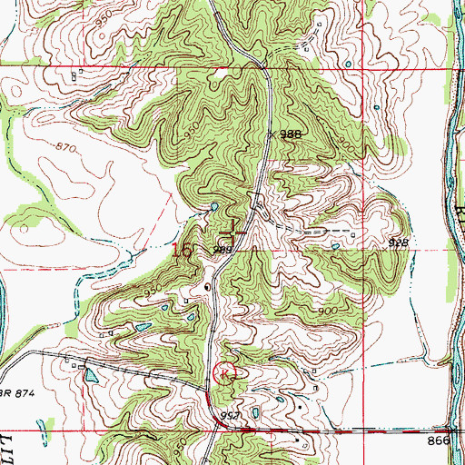 Topographic Map of Middle Point School (historical), MO