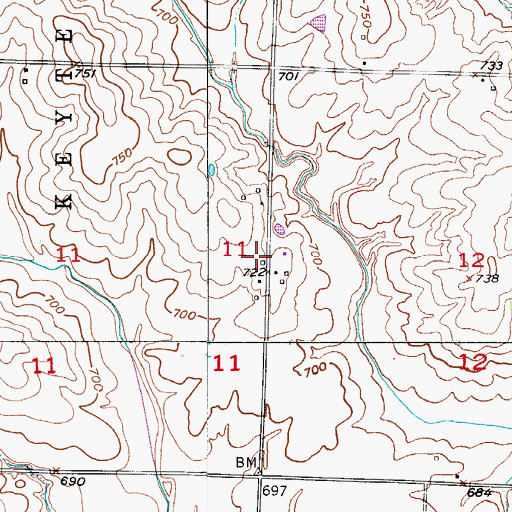 Topographic Map of East Indian Grove School (historical), MO