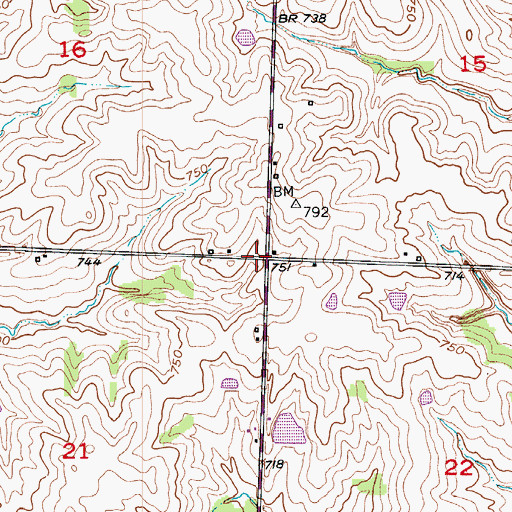 Topographic Map of Hickory Grove School (historical), MO