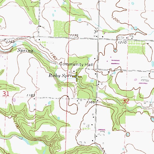 Topographic Map of Ruby Spring, AR