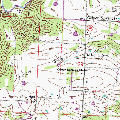 Topographic Map of Rudy Gas Field, AR
