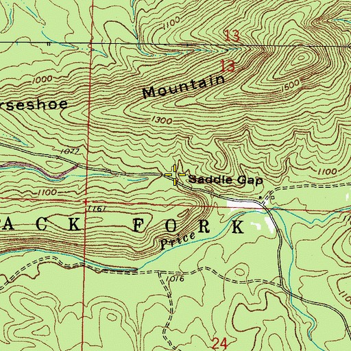Topographic Map of Saddle Gap, AR