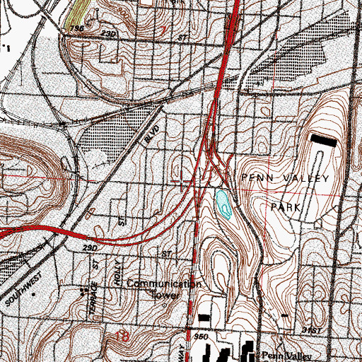Topographic Map of Lowell School (historical), MO