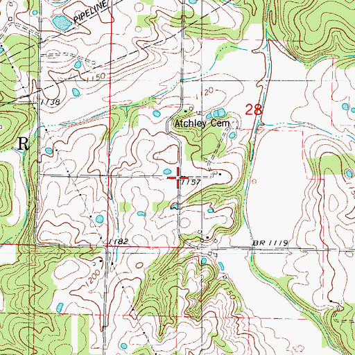 Topographic Map of Atchley (historical), MO