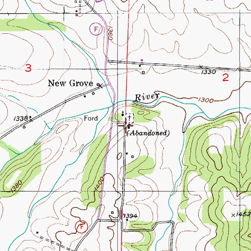 Topographic Map of New Grove School (historical), MO