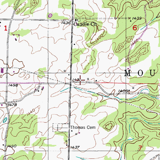 Topographic Map of Caudle School (historical), MO