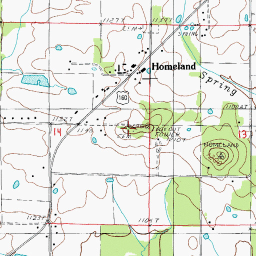 Topographic Map of Spears Graveyard, MO