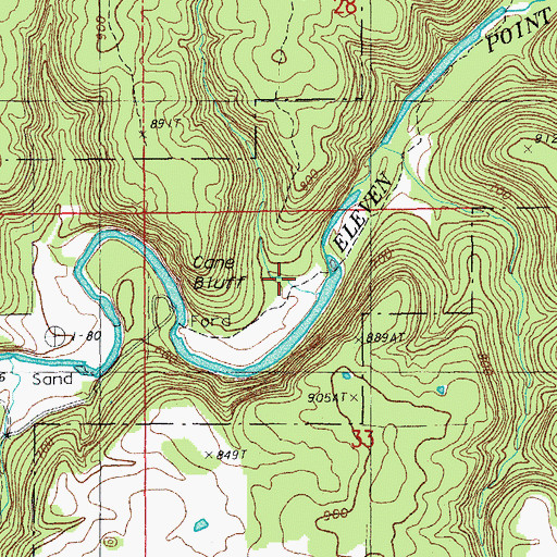 Topographic Map of Cane Bluff Hollow, MO