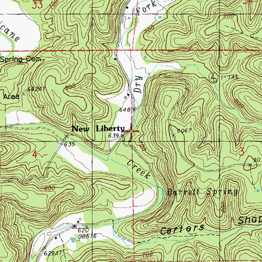 Topographic Map of New Liberty School (historical), MO