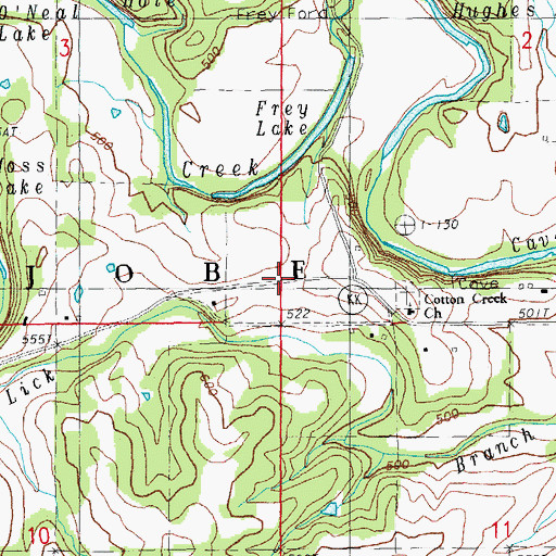 Topographic Map of Jobe (historical), MO