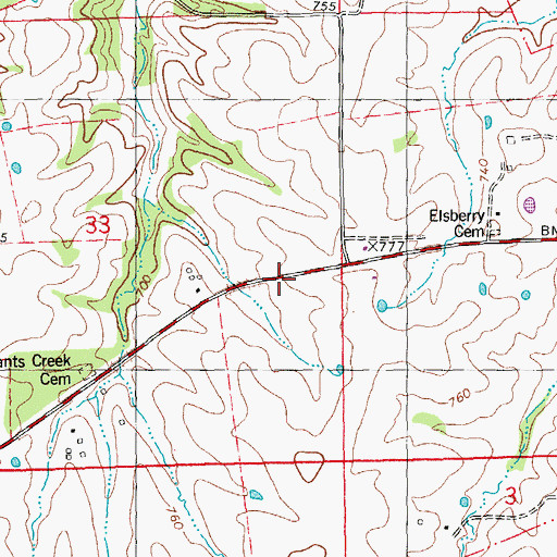Topographic Map of Last Chance School (historical), MO