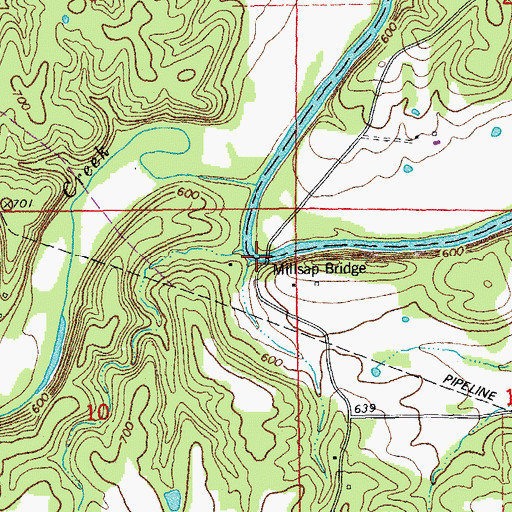 Topographic Map of Millsup Ford (historical), MO