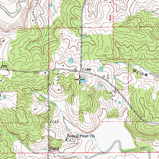 Topographic Map of Round Pond, MO