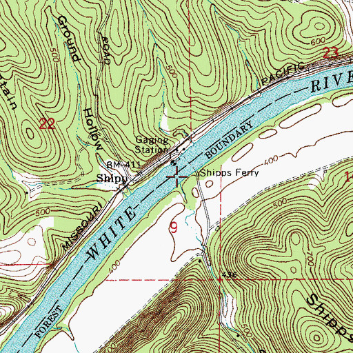 Topographic Map of Shipp Hollow, AR