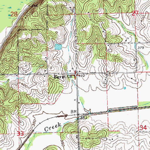 Topographic Map of Egypt Church, MO