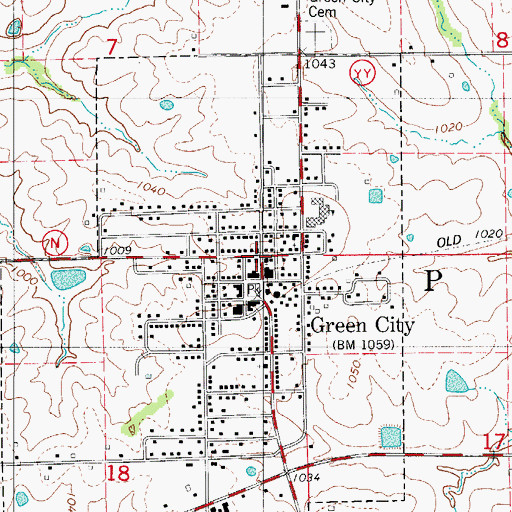 Topographic Map of Green City, MO