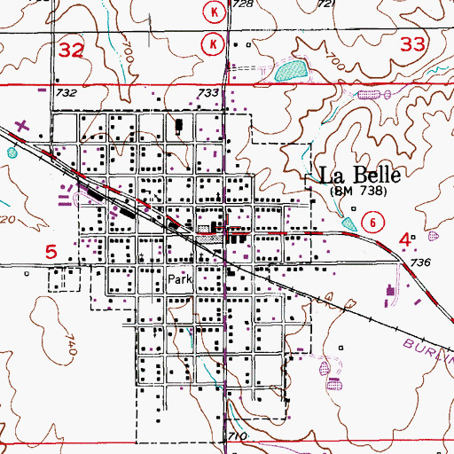 Topographic Map of La Belle, MO