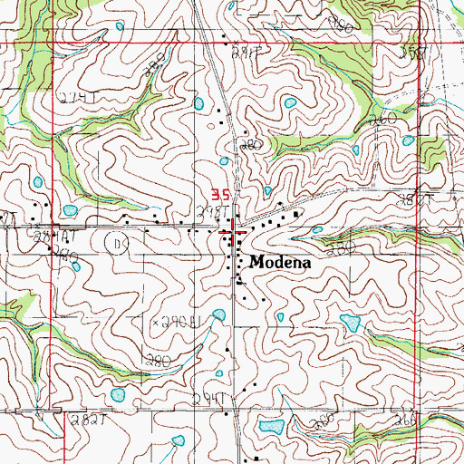 Topographic Map of Modena, MO