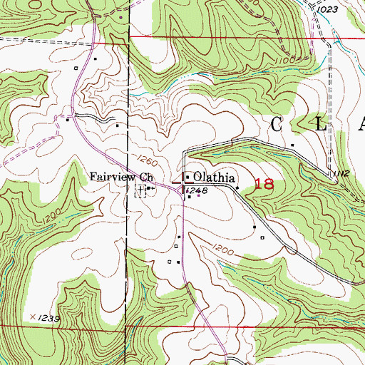 Topographic Map of Olathia, MO