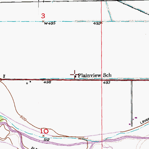 Topographic Map of Plainview School, MO