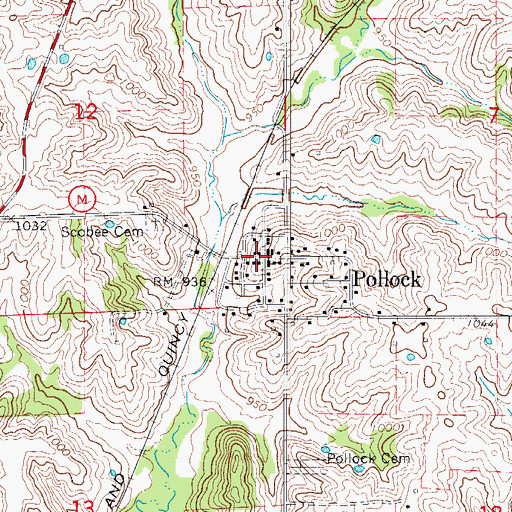 Topographic Map of Pollock, MO