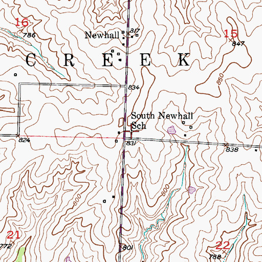Topographic Map of South Newhall School, MO