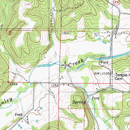 Topographic Map of Stewart Creek, MO