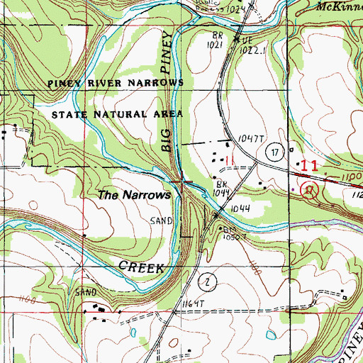 Topographic Map of The Narrows, MO