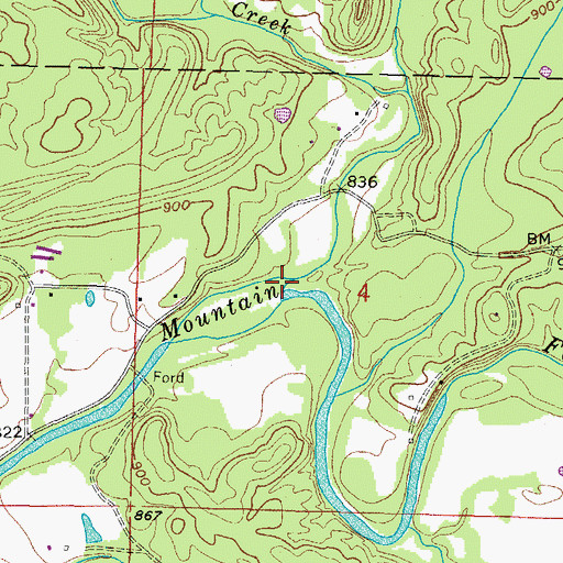 Topographic Map of Slate Creek, AR